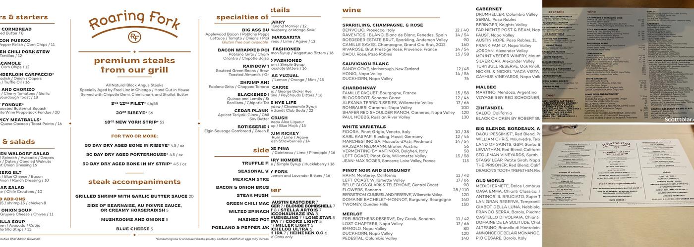 Roaring Fork Menu