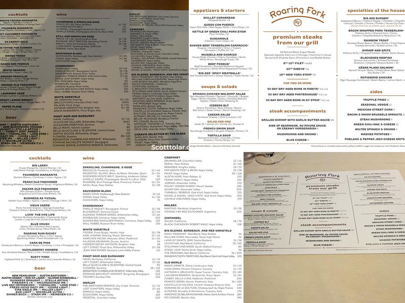 Roaring Fork Menu