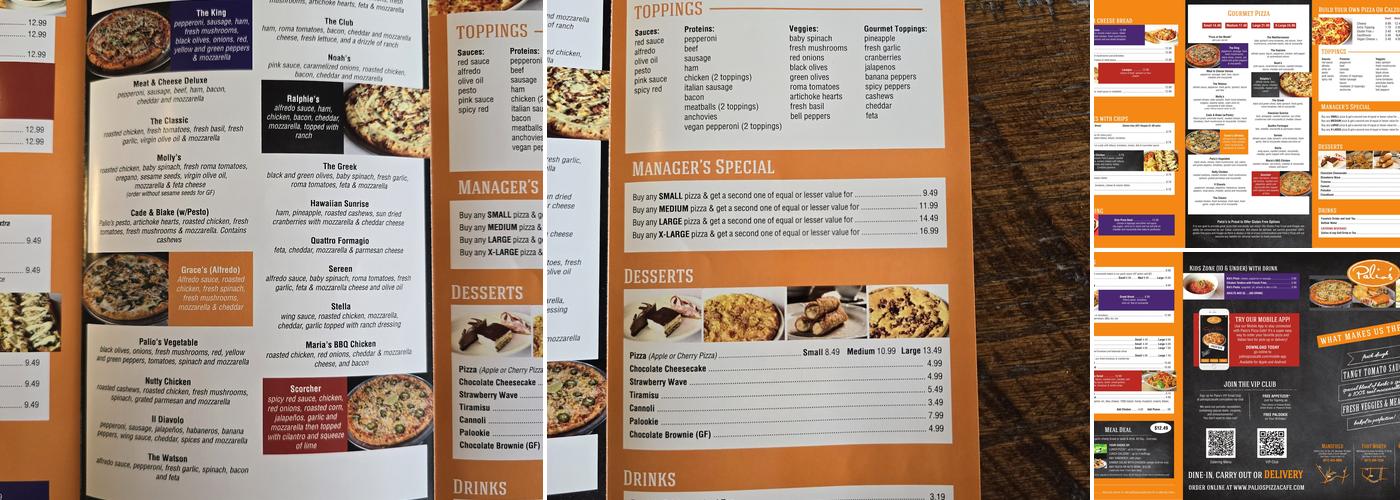 Palio's Pizza Cafe Menu