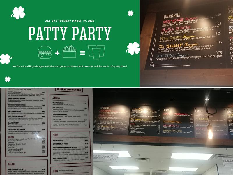 Chop House Burger Menu