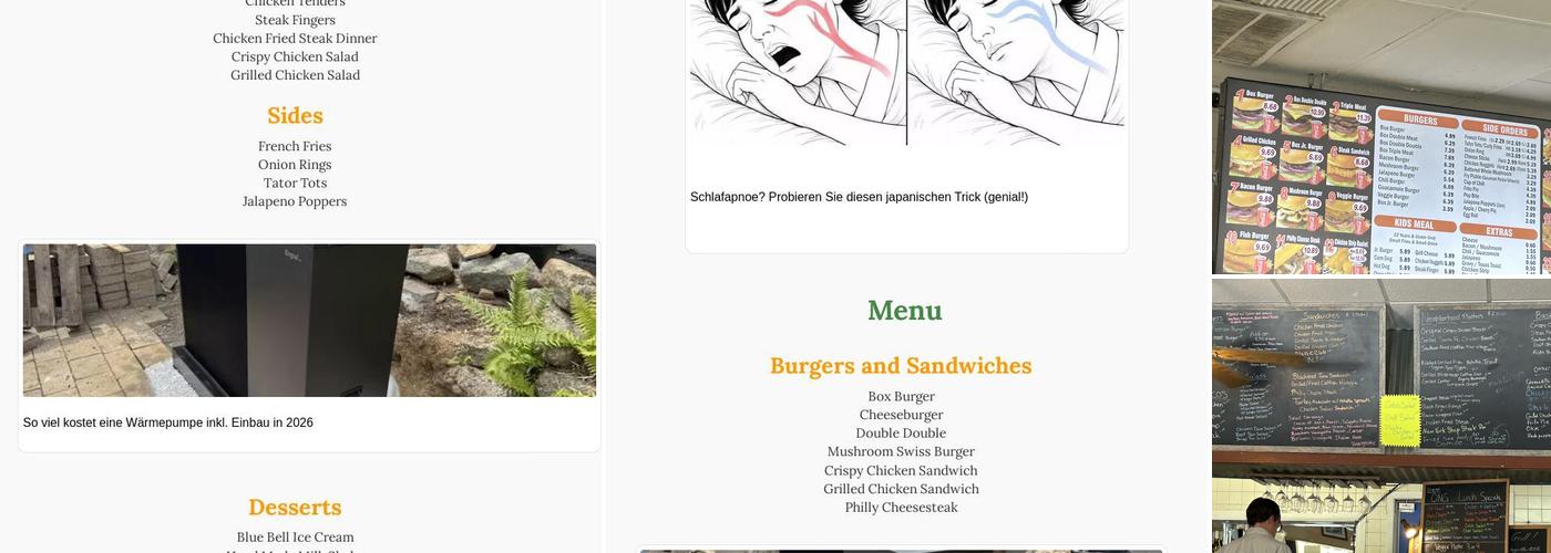 Burger Box Menu