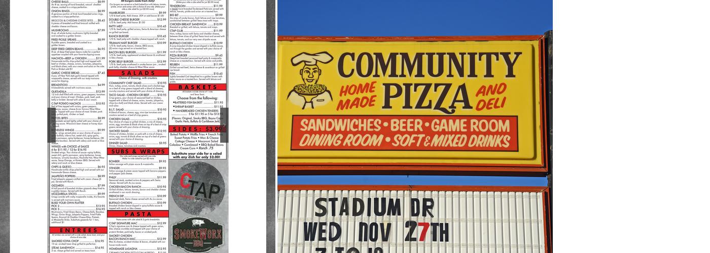 Community Tap and Pizza Menu