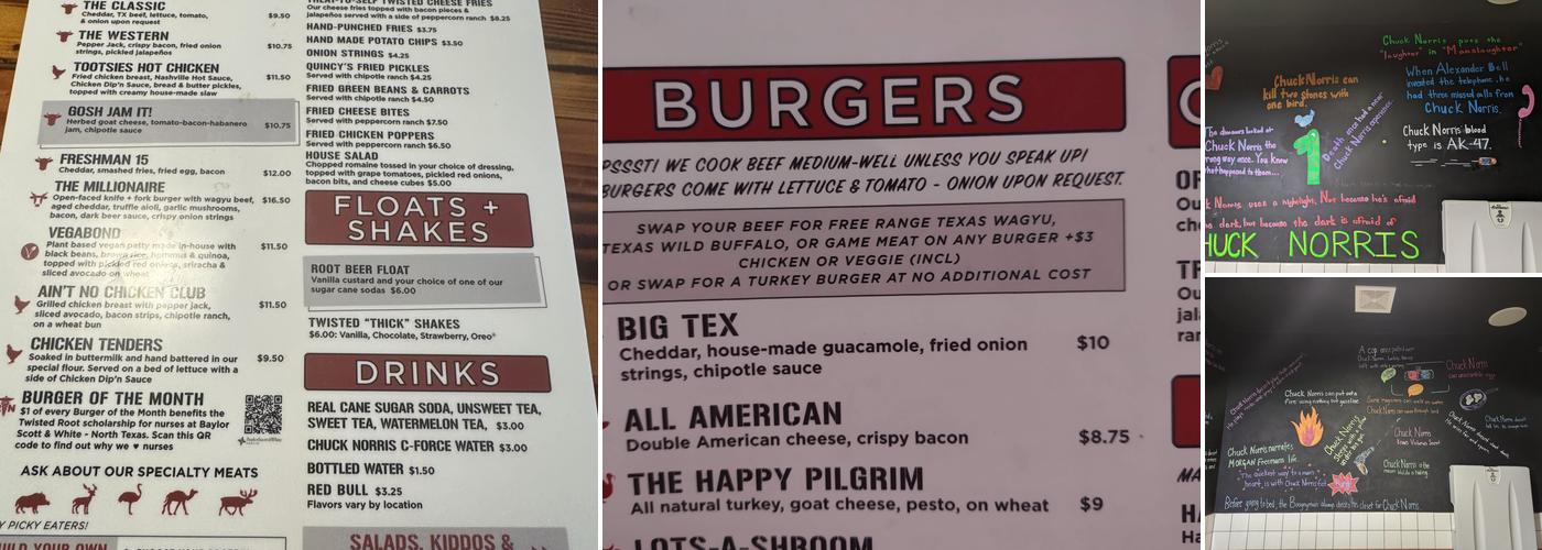 Twisted Root Burger Co. Menu