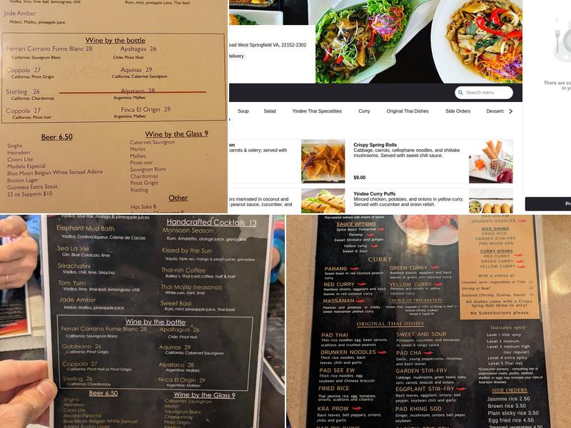 Yindee Thai Menu