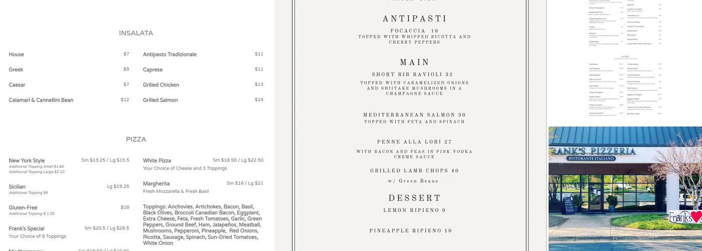 Frank's Ristorante & Pizzeria Menu