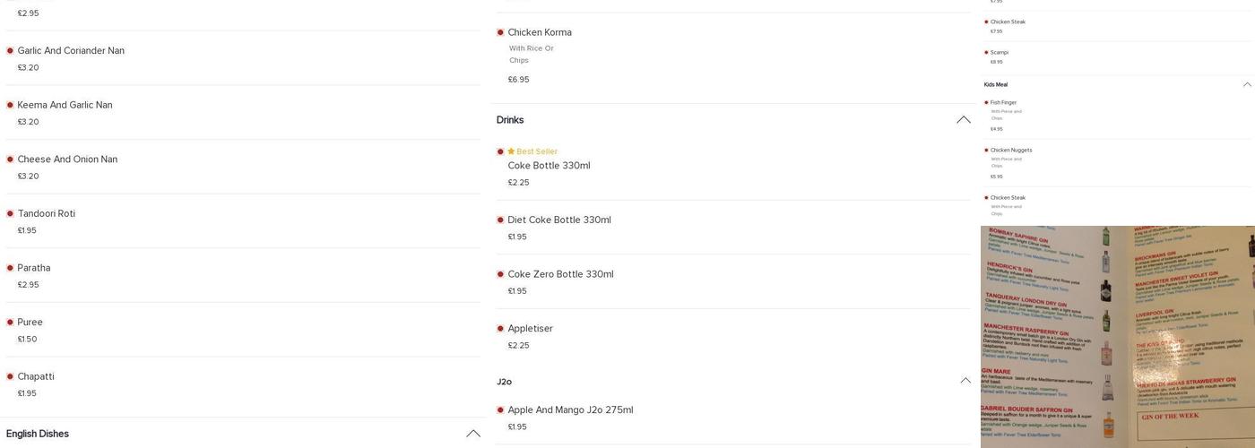 Candolim Restaurant Menu