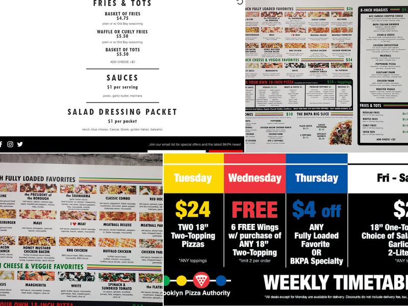 Brooklyn Pizza Authority Menu