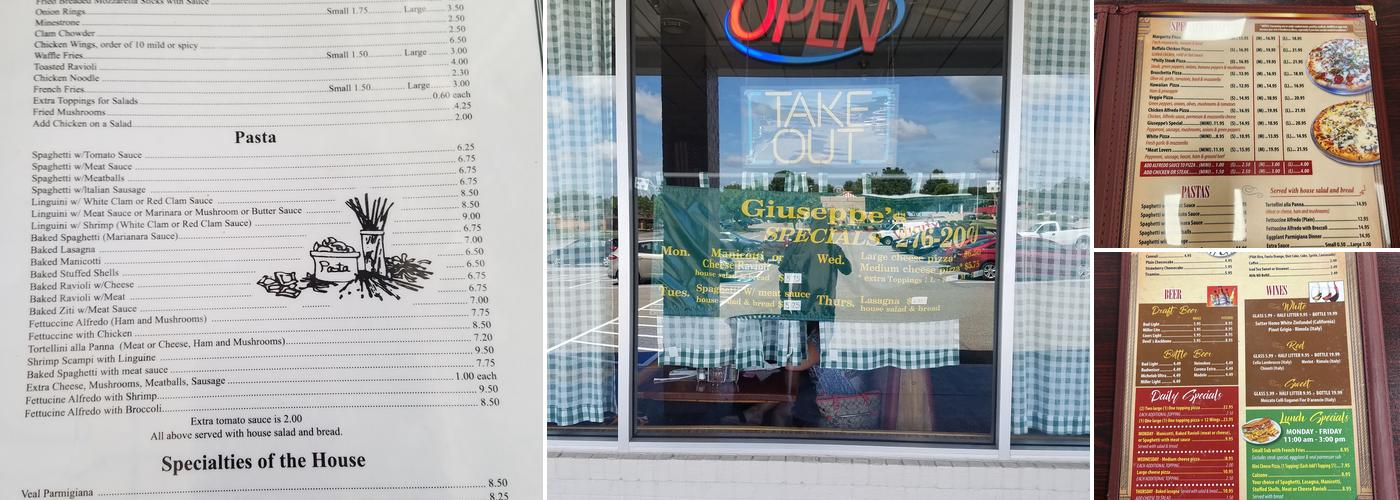 Giuseppe's Pizza Menu