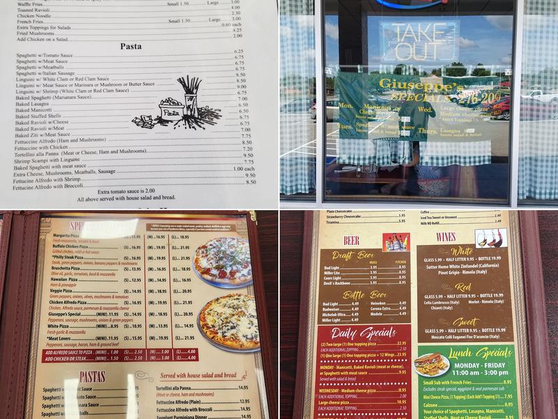 Giuseppe's Pizza Menu