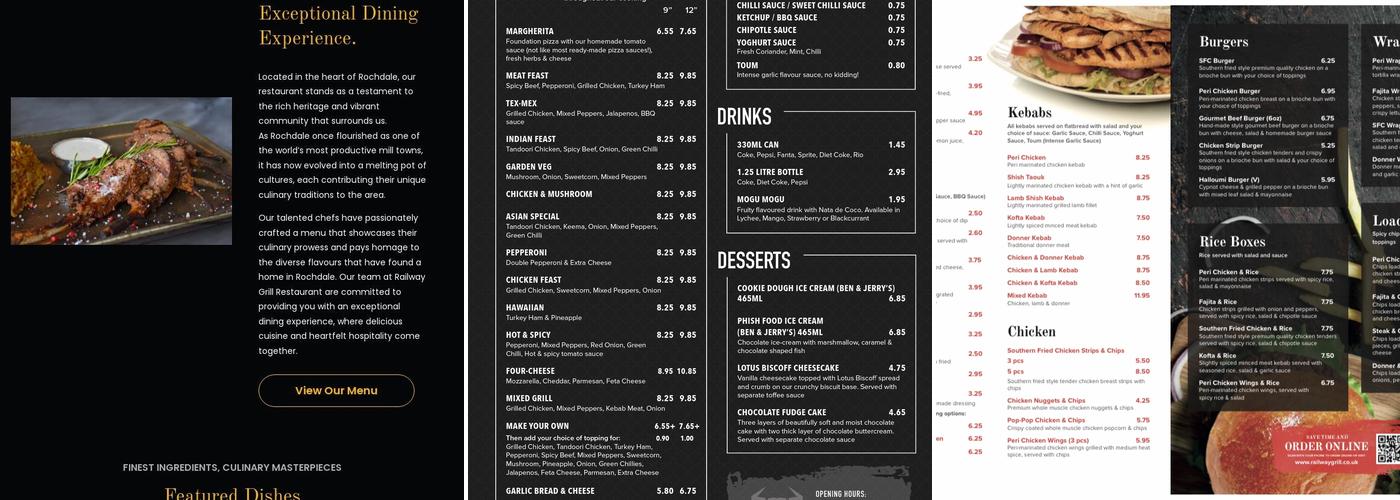 Railway Grill Restaurant Menu