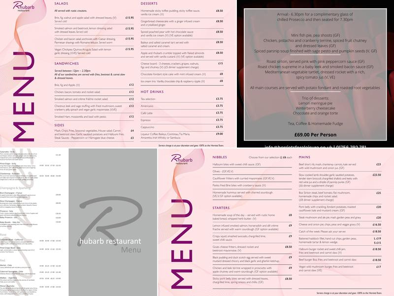 Rhubarb restaurant Menu