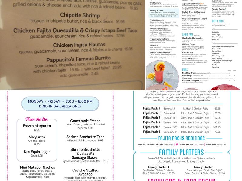 Pappasito's Cantina Menu