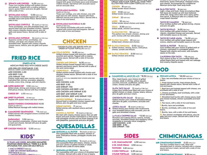 Plaza Azteca Mexican Restaurant · Westchester Menu
