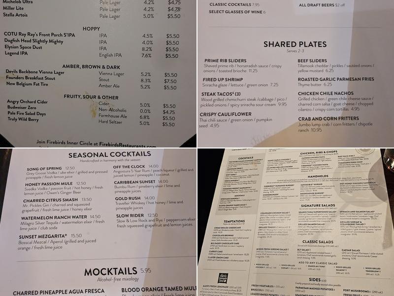 Firebirds Wood Fired Grill Menu