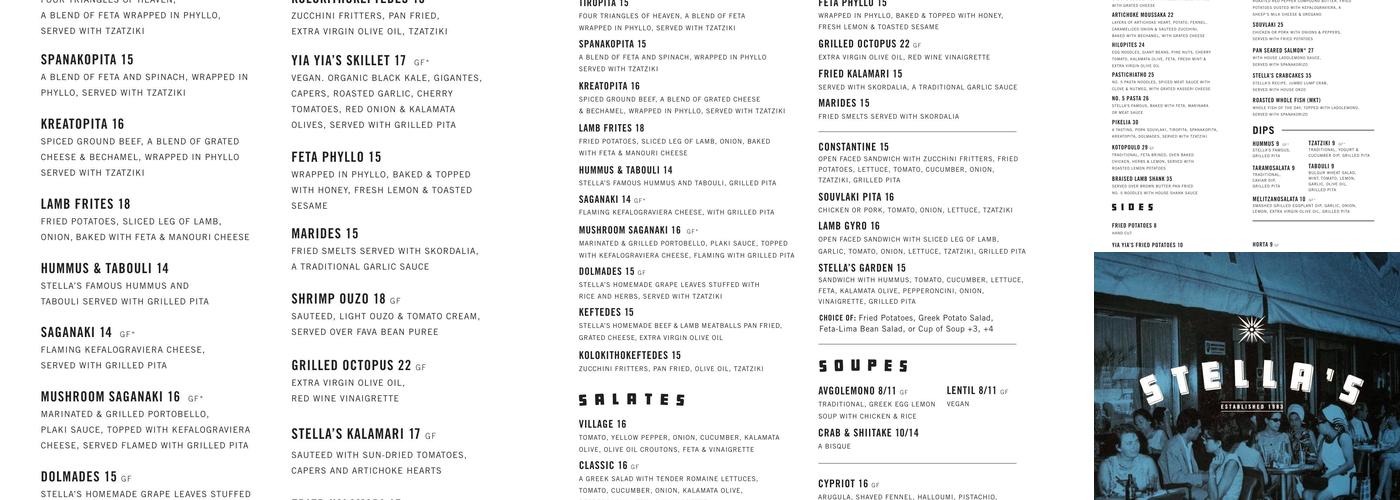 Stella's Menu