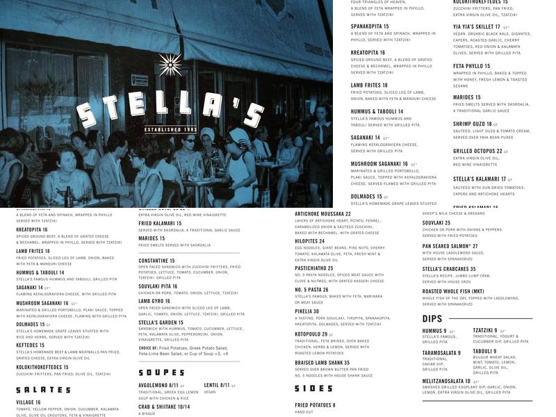 Stella's Menu