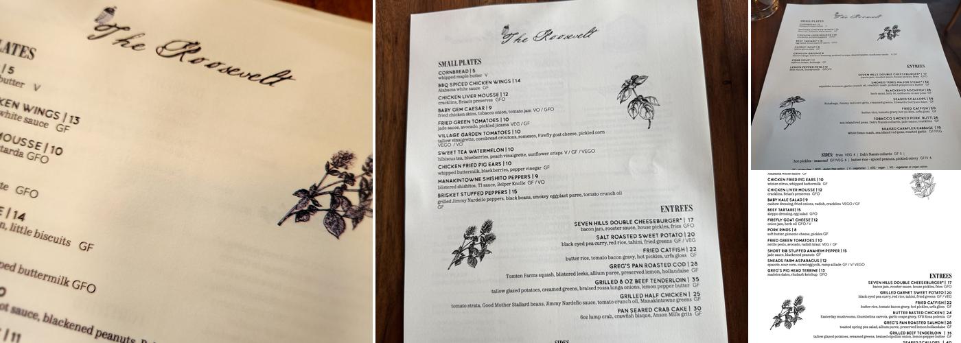 The Roosevelt Menu
