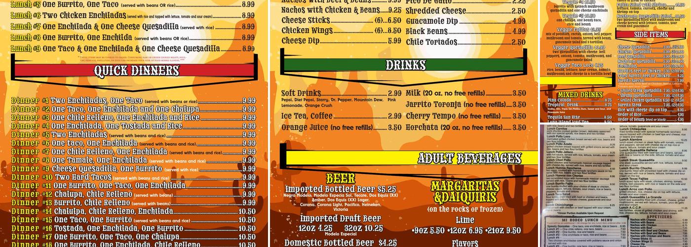 Mi Rodeo Mexican Grill Menu