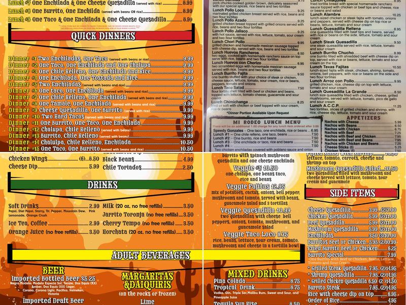 Mi Rodeo Mexican Grill Menu