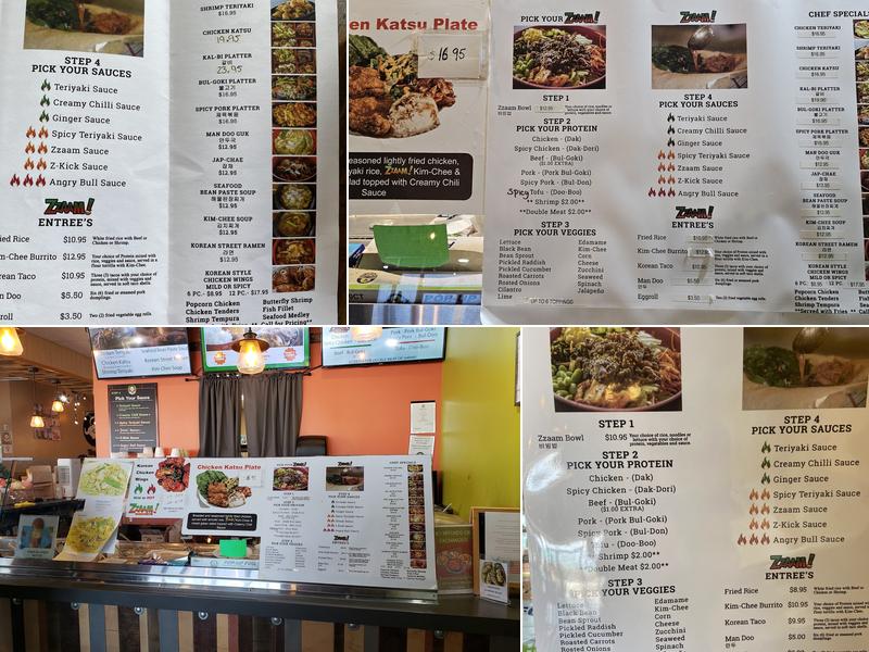 Zzaam! Fresh Korean Grill & Kokee Tea Menu