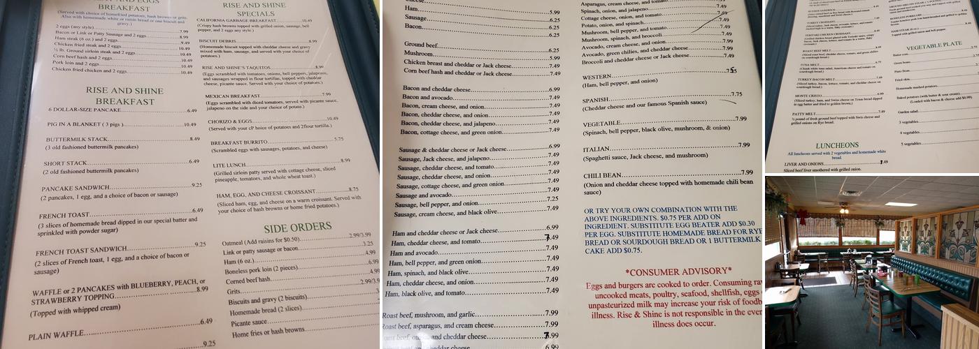 Rise & Shine Menu