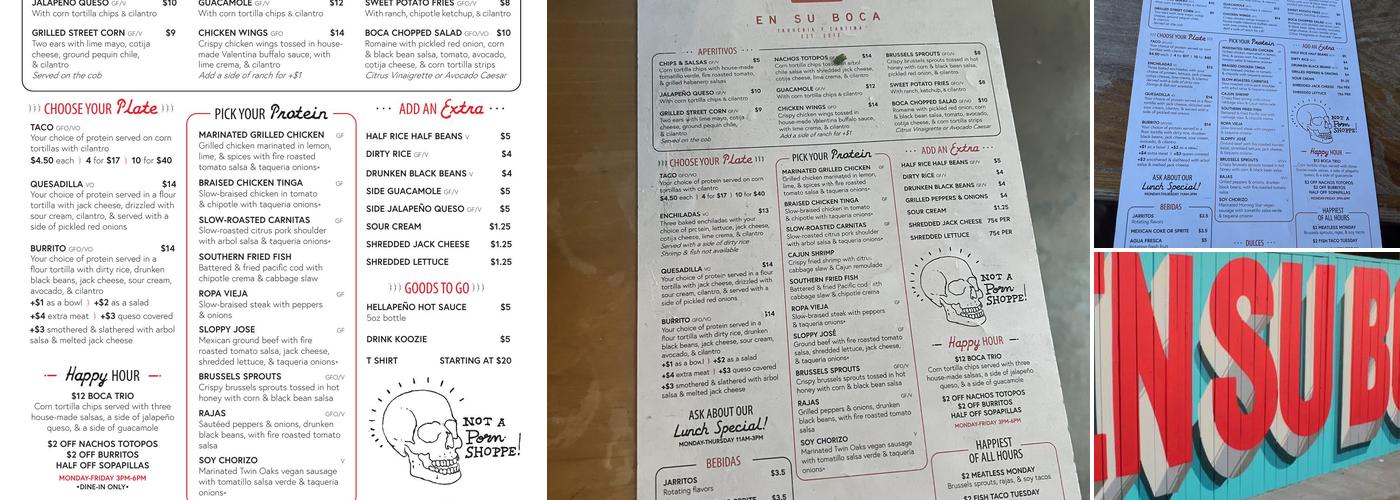 En Su Boca Menu