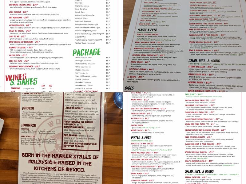 Wong Gonzalez Menu