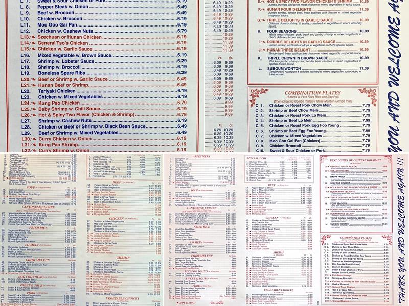 China Dragon Menu