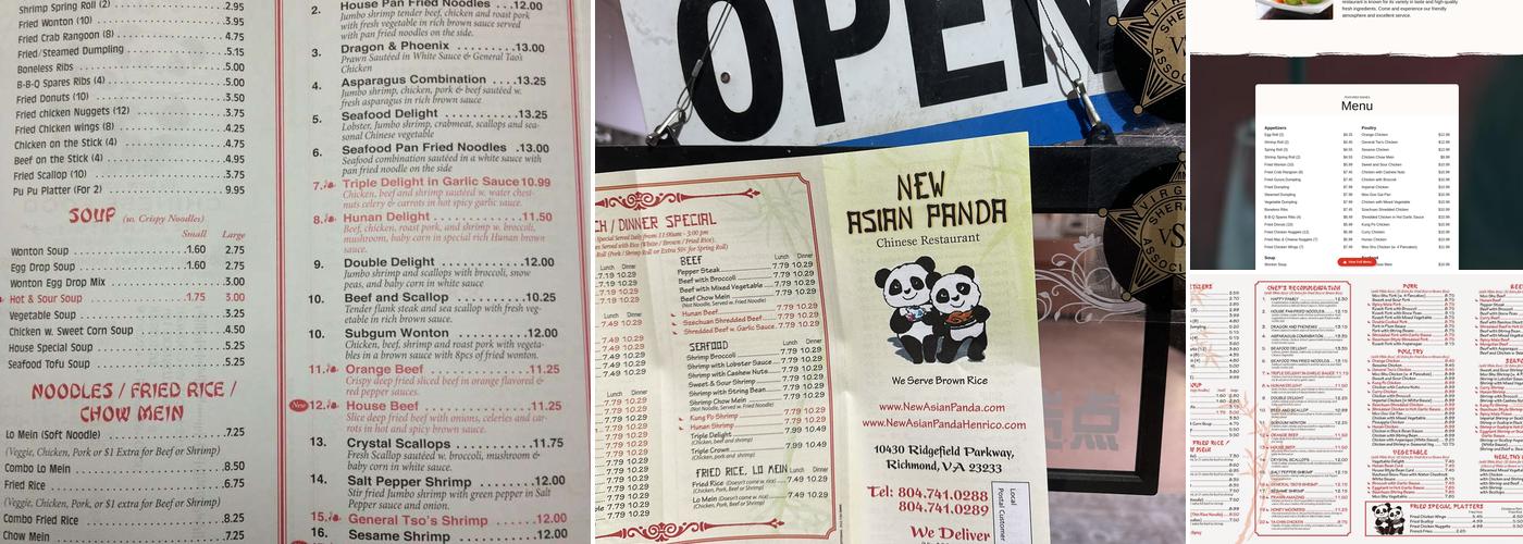 New Asian Panda Menu