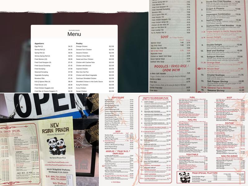New Asian Panda Menu