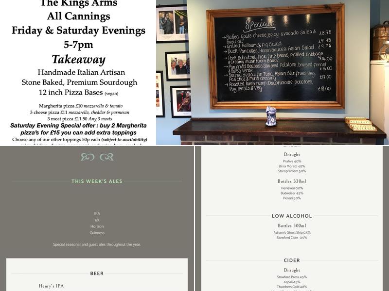 The Kings Arms Menu