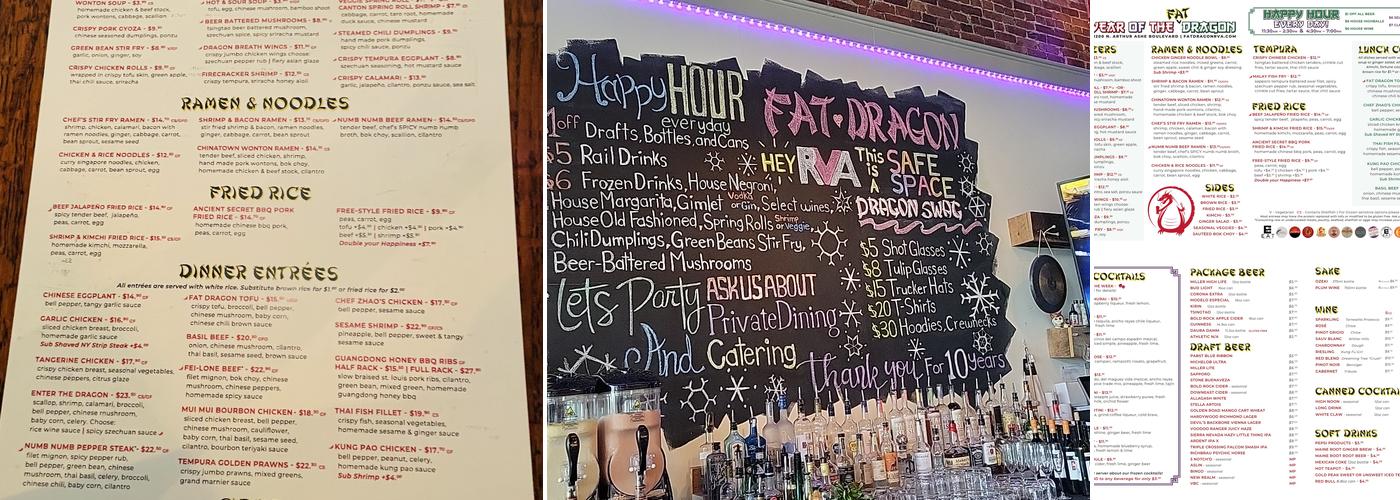 Fat Dragon Chinese Kitchen and Bar Menu
