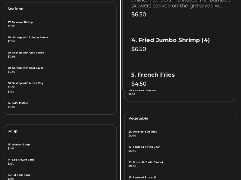 Chan's Restaurant Menu