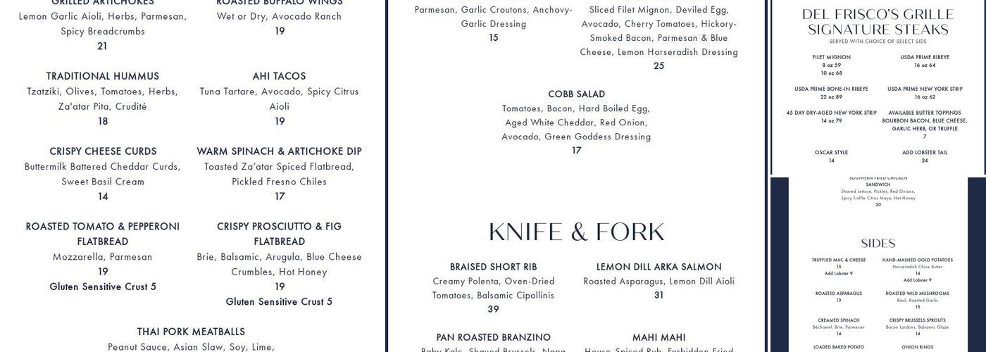Del Frisco's Grille Menu