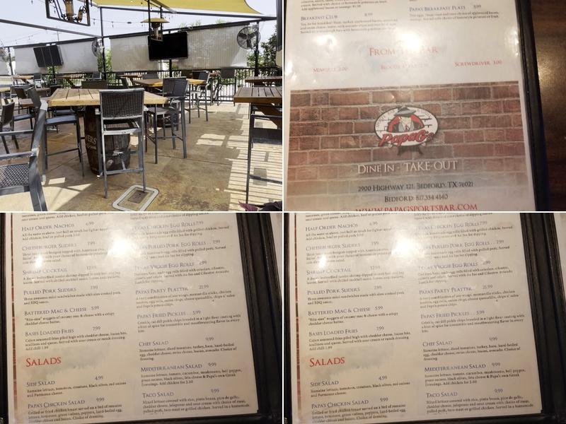 PapaG's Sports Bar & Grill Menu