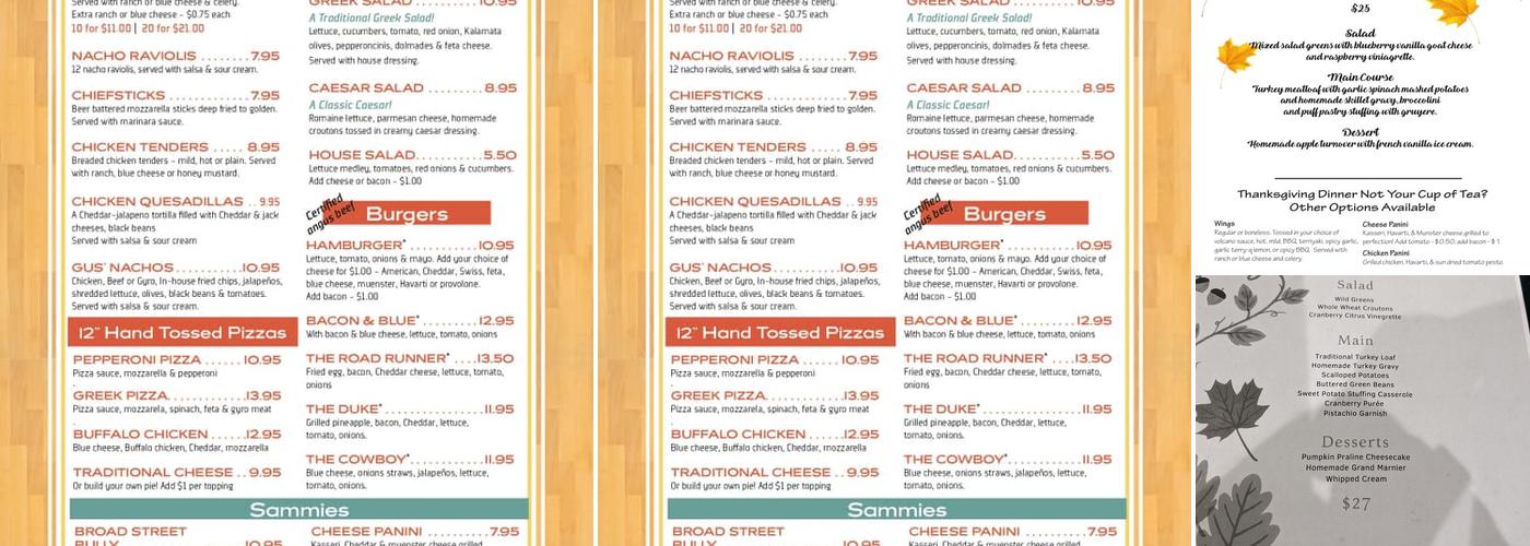 Gus' Bar & Grill Menu