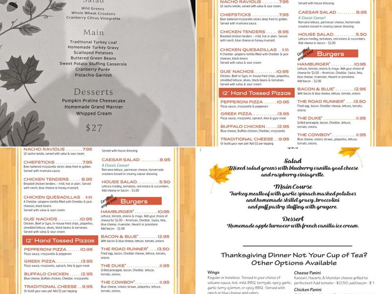 Gus' Bar & Grill Menu