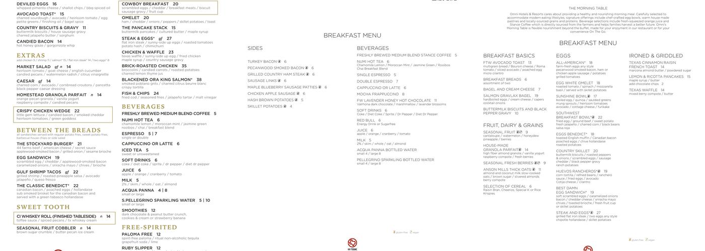 Cast Iron Restaurant Menu