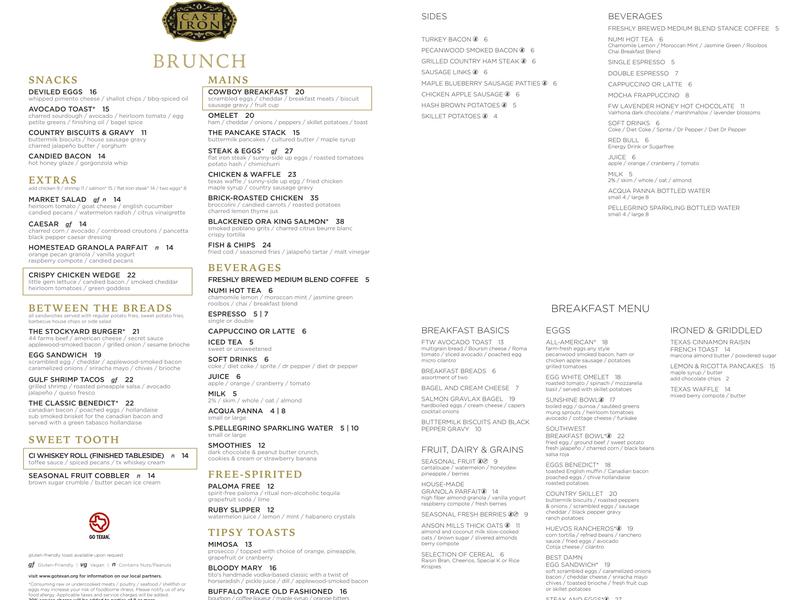 Cast Iron Restaurant Menu