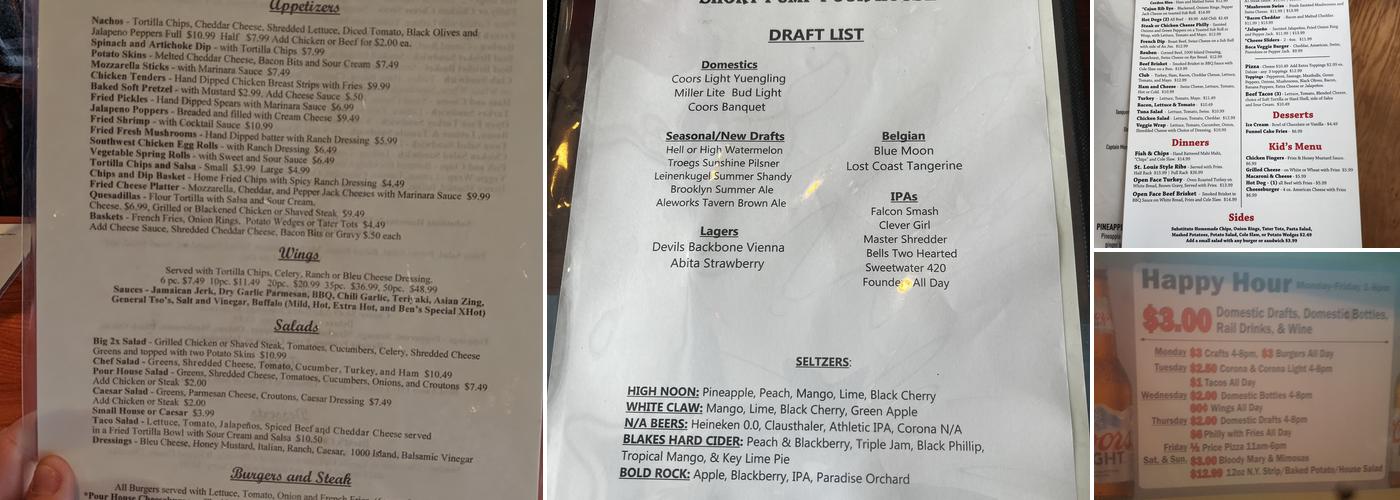 Pour House Menu