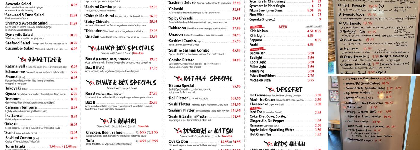 Katana Sushi Menu