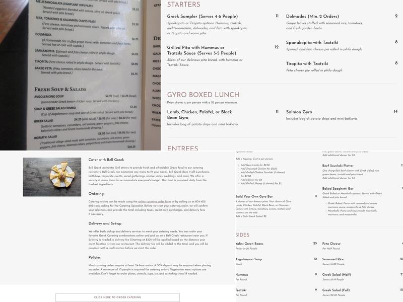 Bell Greek Midlothian Menu