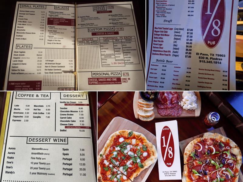 1/8 Pizza Pub Menu