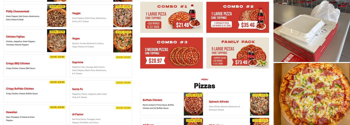 Speedy's Pizza Menu
