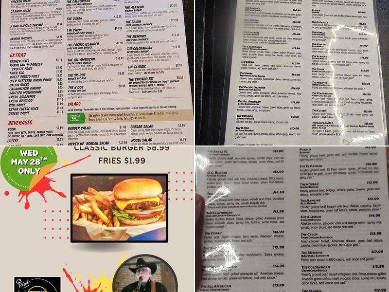 Phred's Border Burger Bar Menu