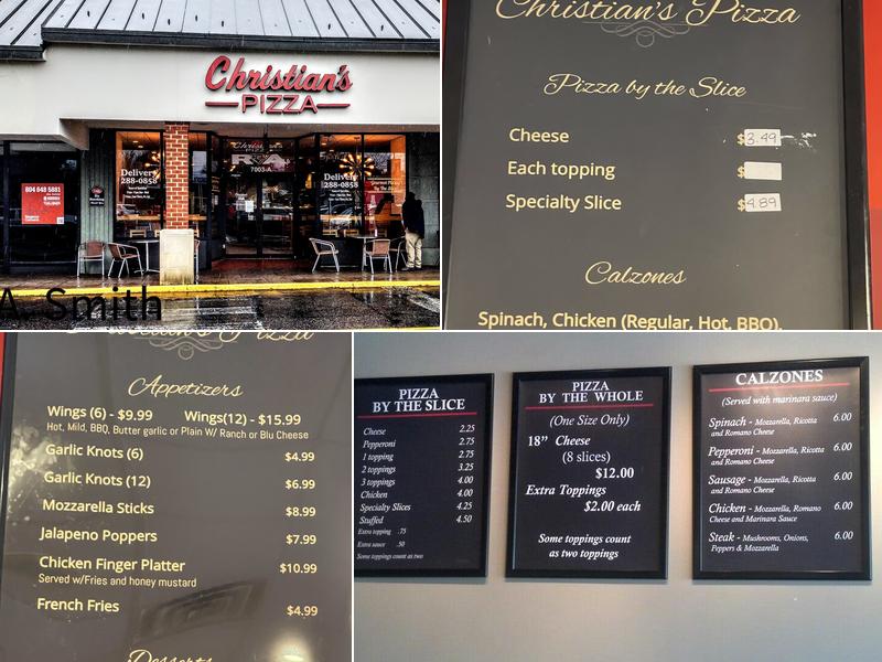 Christian's Pizza Menu