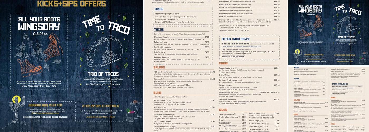 Harper’s Steakhouse Weighbridge, Swindon Menu