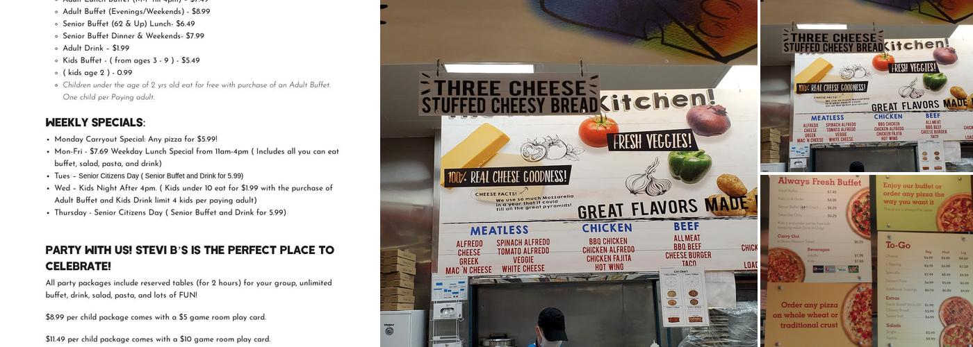 Stevi B's Pizza Buffet Menu