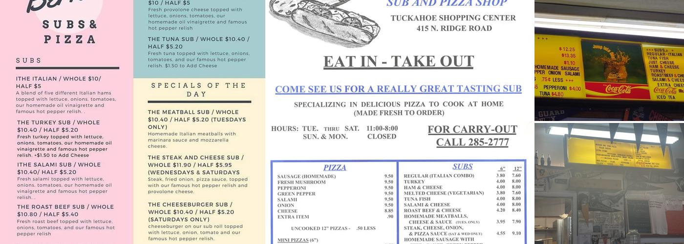 Bernie's Sub & Pizza Shop Menu
