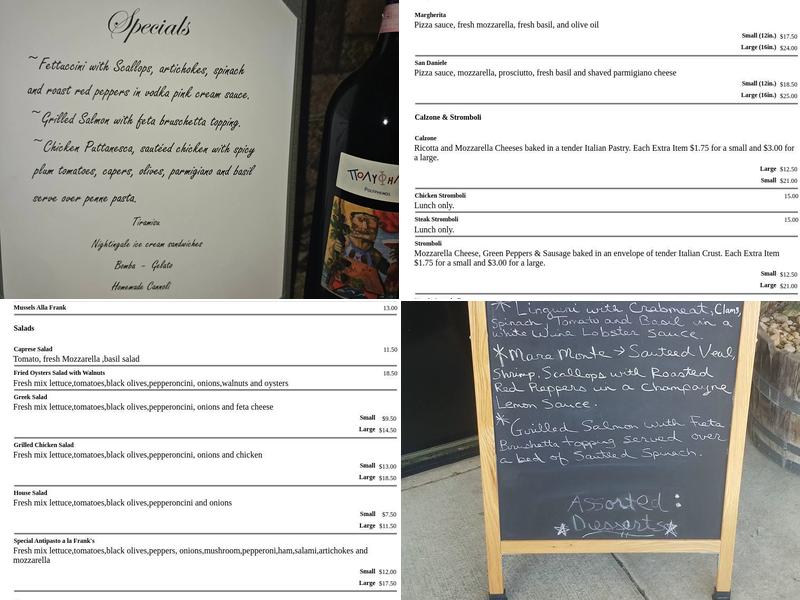 Frank's West Italian Restaurant & Pizzeria Menu